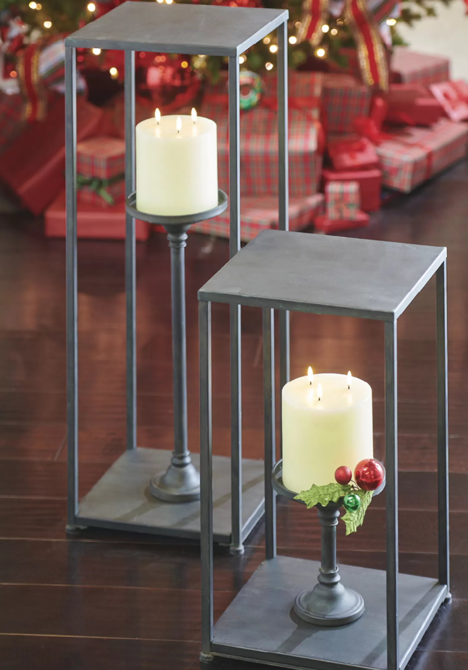 The Jolly Christmas Shop Christmas Traditions | Lanterns | Raz Black Box Frame Square Candle Holder Christmas Decoration