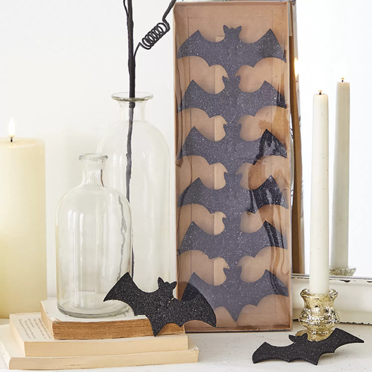 The Jolly Christmas Shop Halloween Ornaments | Halloween Indoor Decorations | Raz Box Of 8 Clip On Bats Halloween Decoration 4206786