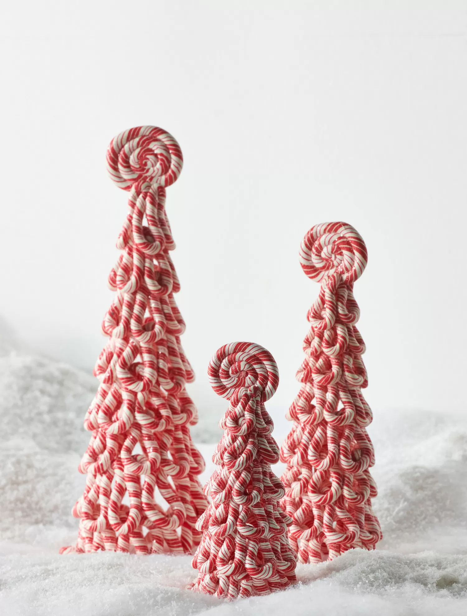 The Jolly Christmas Shop Jingle And Cocoa | Gingerbread | Raz Claydough Peppermint Candy Tree Christmas Figure Set Of 3 3116231