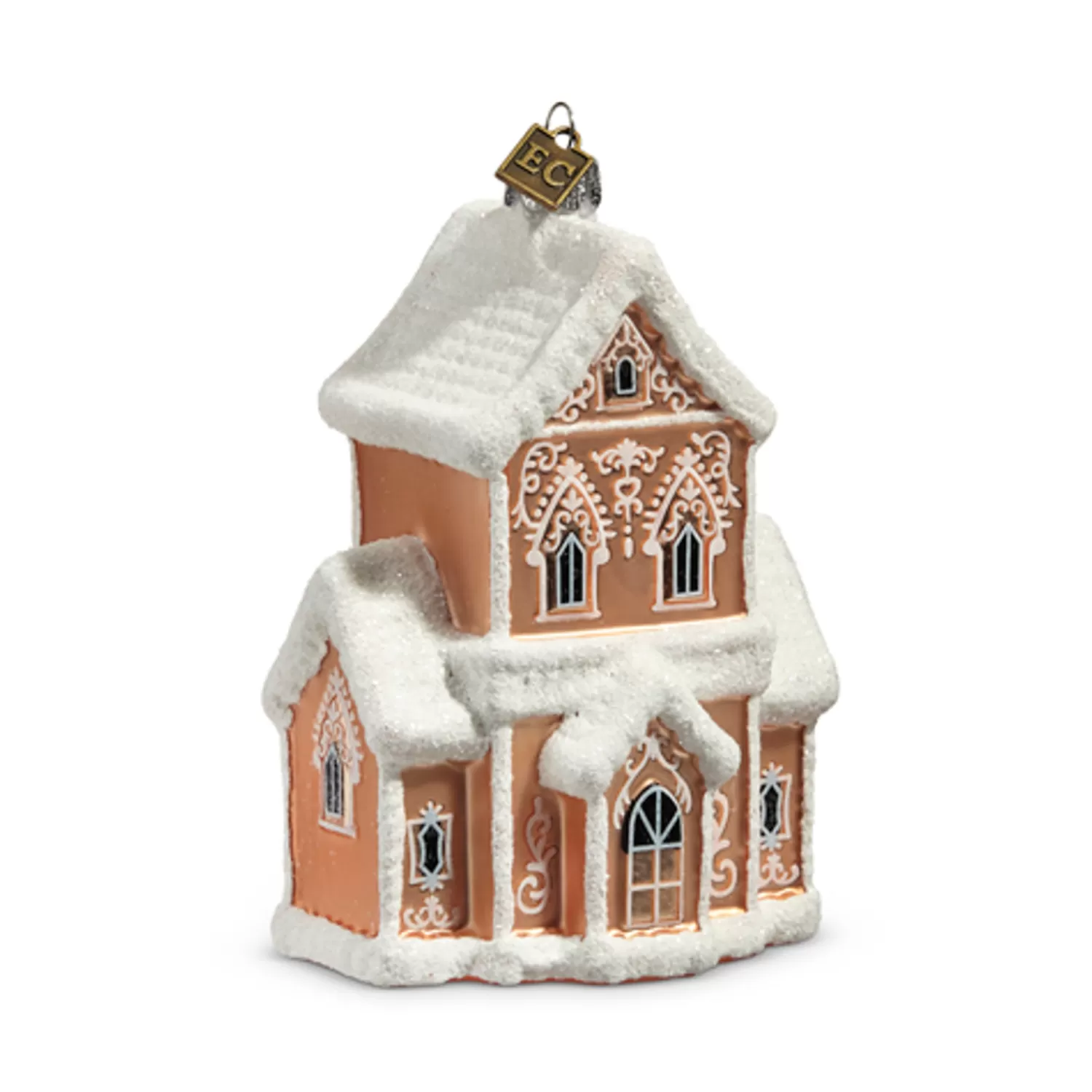 The Jolly Christmas Shop Jingle And Cocoa | Gingerbread | Raz Eric Cortina 4.75" Gingerbread Manor House Glass Christmas Ornament 4453128