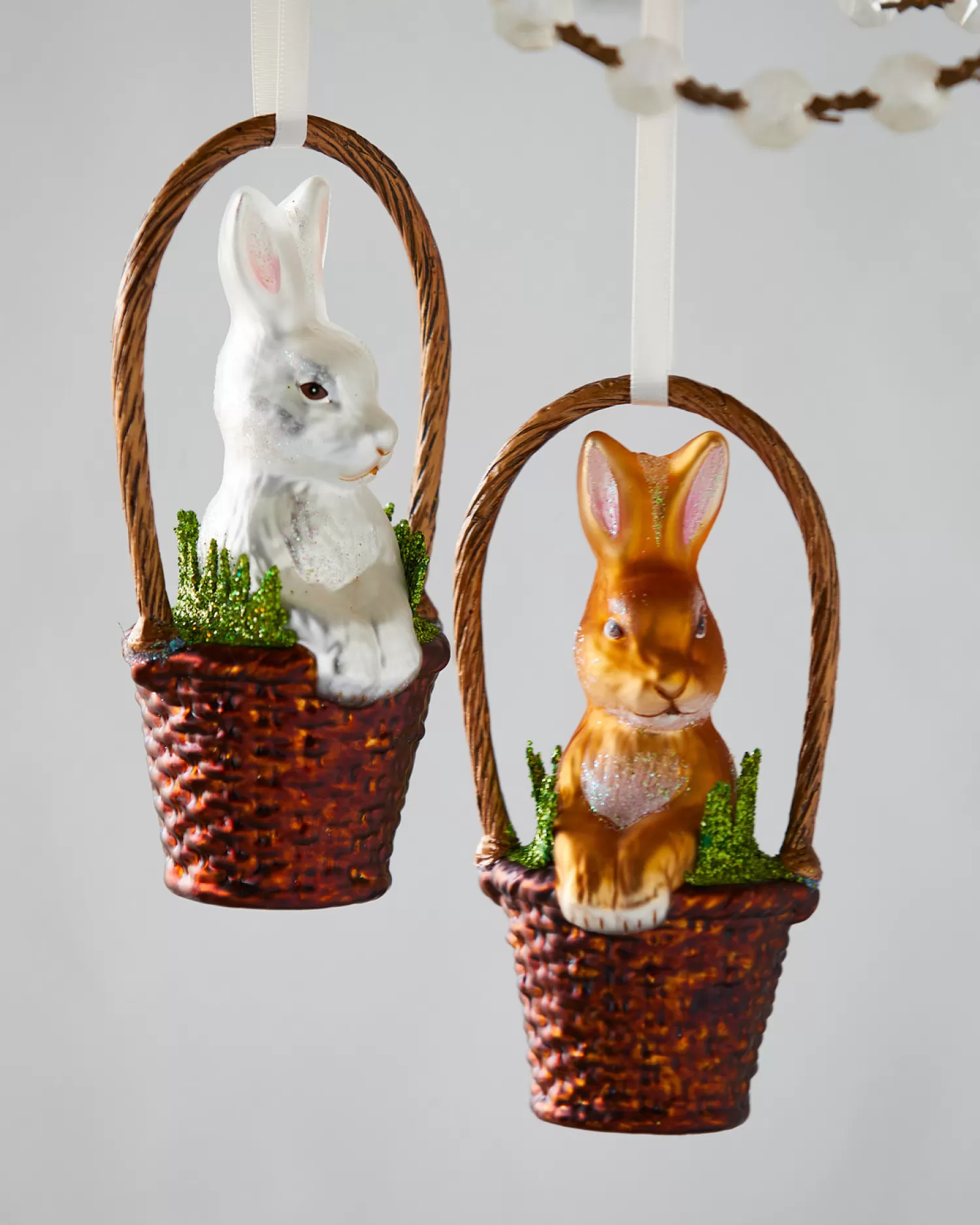 The Jolly Christmas Shop Easter Ornaments | Raz Eric Cortina 5.5" Basket With Bunny Glass Easter Ornament 4453104