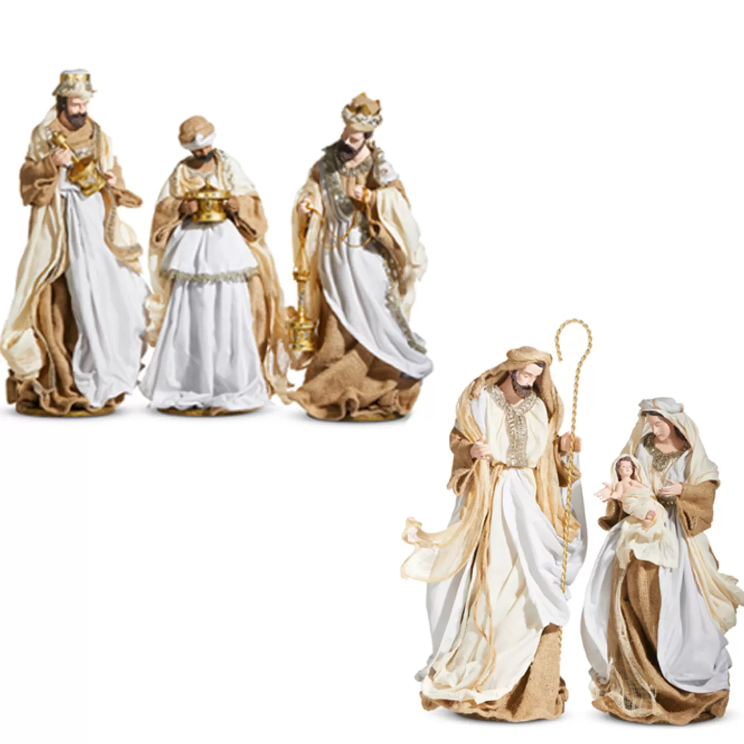 The Jolly Christmas Shop Celebrate The Season | Religious | Raz Gold And Ivory Holy Family And Wisemen Nativity Set