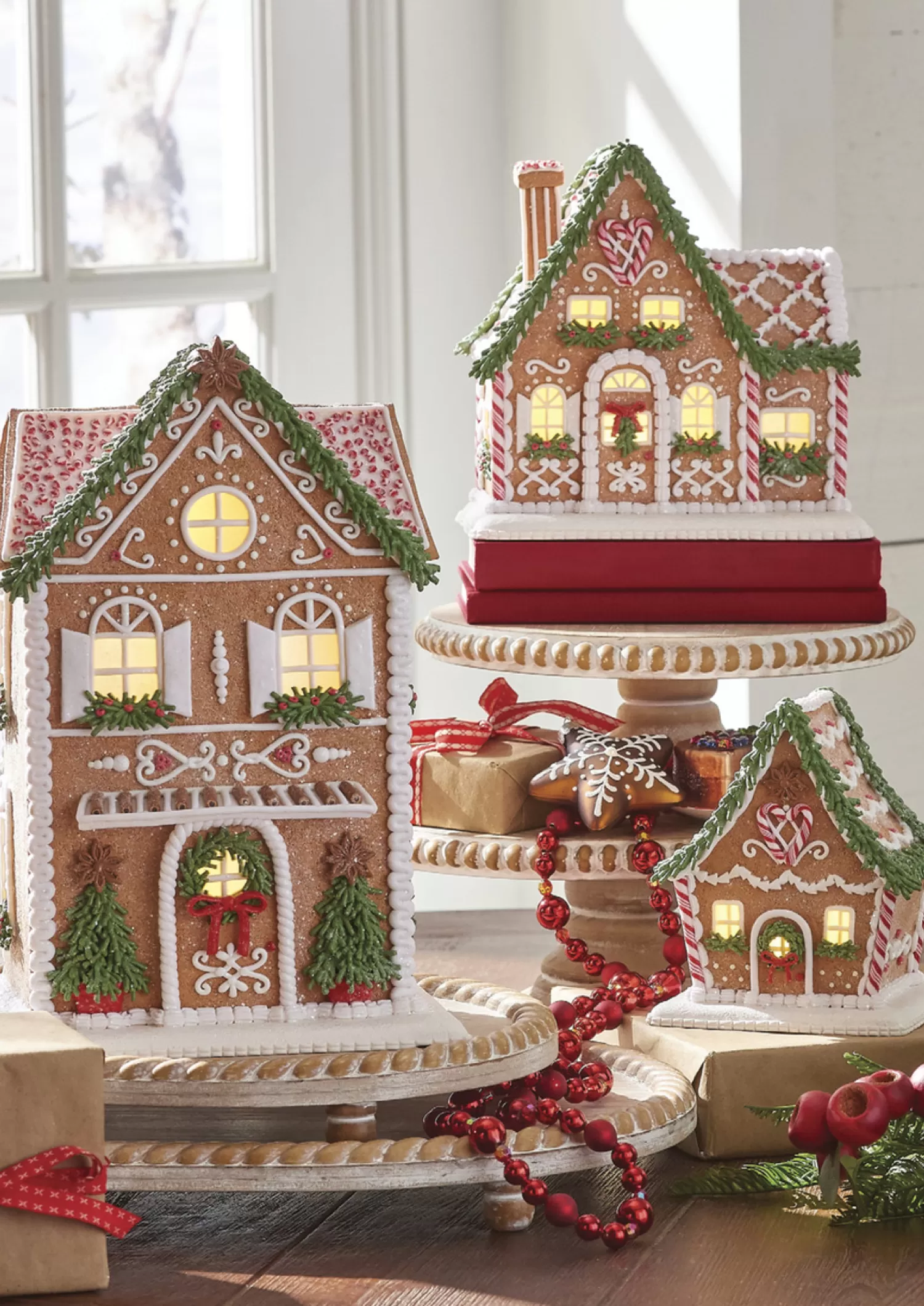 The Jolly Christmas Shop Jingle And Cocoa | Gingerbread | Raz LED Lighted Holiday Spice Gingerbread House Christmas House Figure