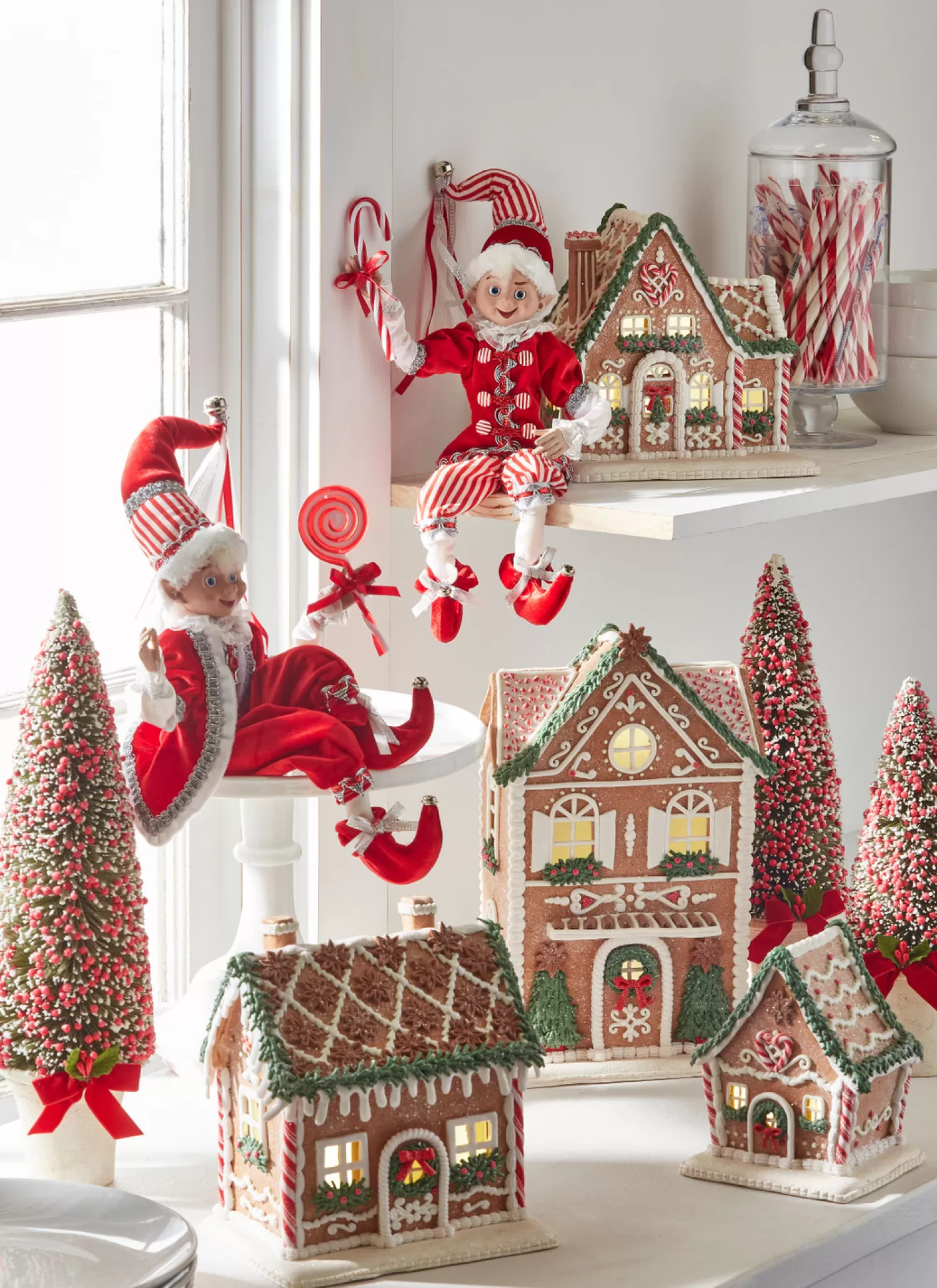 The Jolly Christmas Shop Jingle And Cocoa | Gingerbread | Raz LED Lighted Holiday Spice Gingerbread House Christmas House Figure