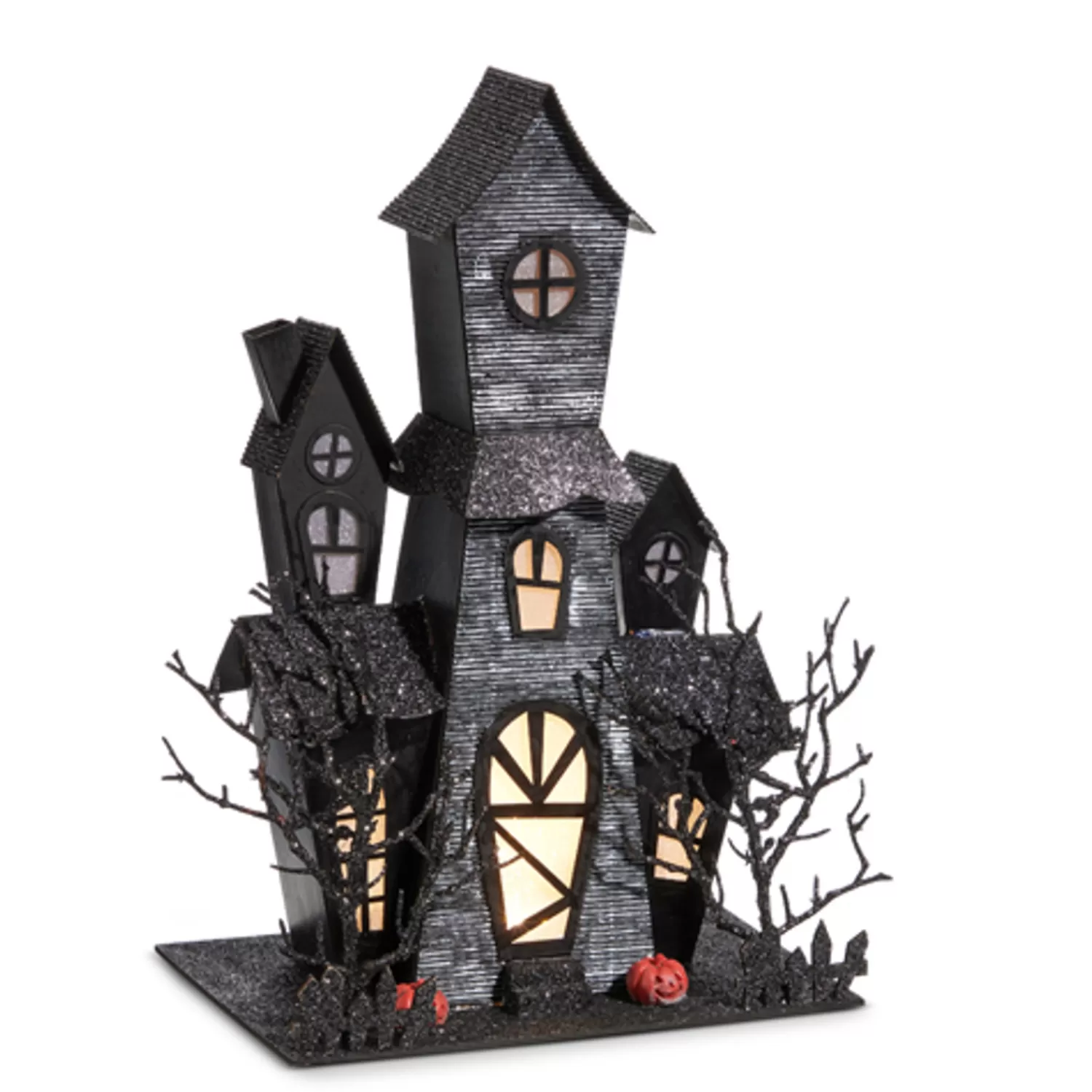 The Jolly Christmas Shop Halloween Indoor Decorations | Raz Lighted Black Haunted House Halloween Decorations