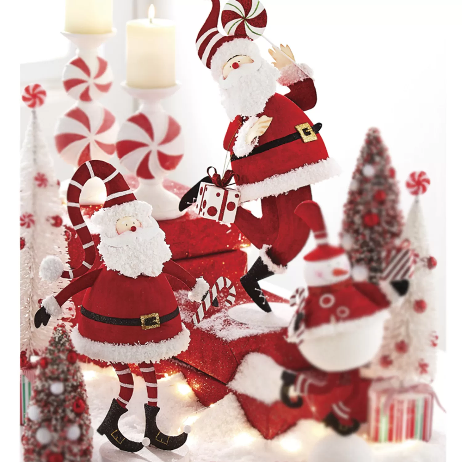 The Jolly Christmas Shop Jingle And Cocoa | The Candy Shop | Raz Metal Candy Cane Santa Christmas Figure Decoration