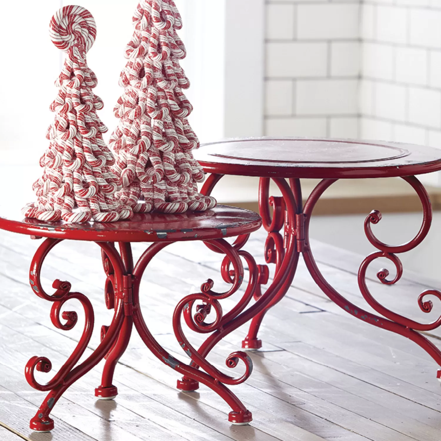 The Jolly Christmas Shop Jingle And Cocoa | Heartfelt Holiday | Raz Red Iron Riser Christmas Home Decoration Set Of 2 3928899