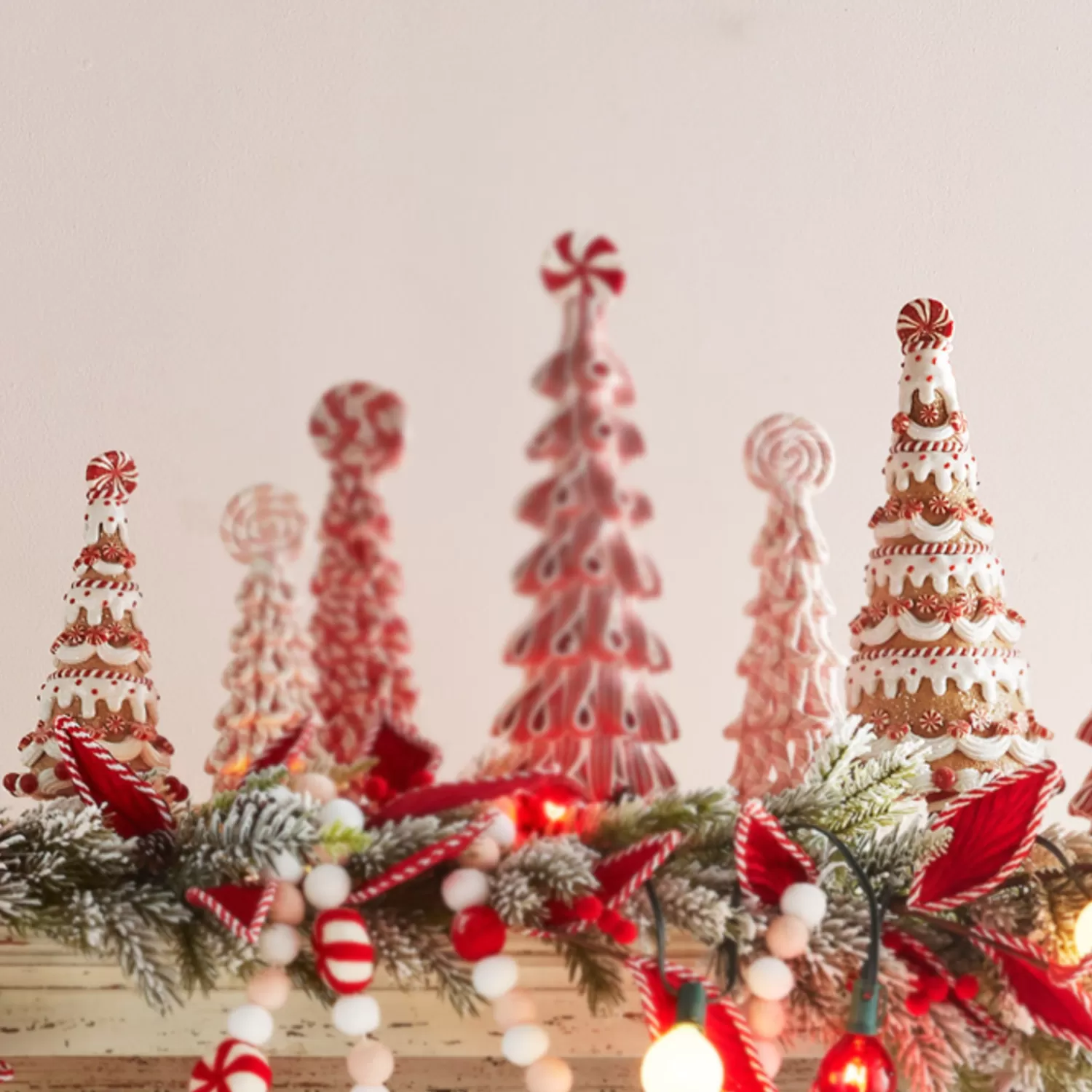 The Jolly Christmas Shop Jingle And Cocoa | Gingerbread | Raz Set Of 2 Gingerbread And Peppermint Christmas Trees 4316092