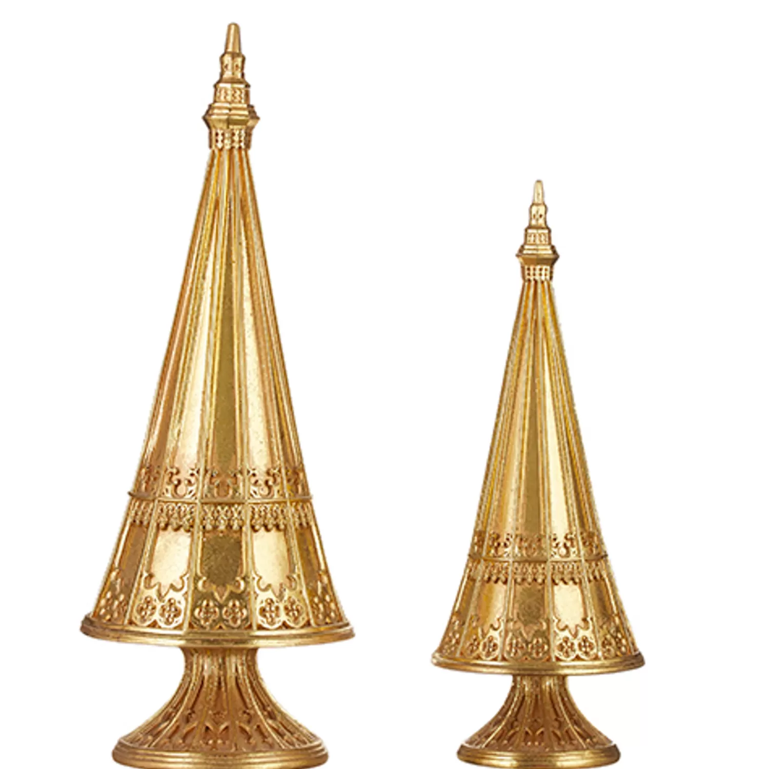 The Jolly Christmas Shop Tartan Traditions | Christmas Traditions | Raz Set Of 2 Gold Leaf Christmas Tree Decoration 4210224