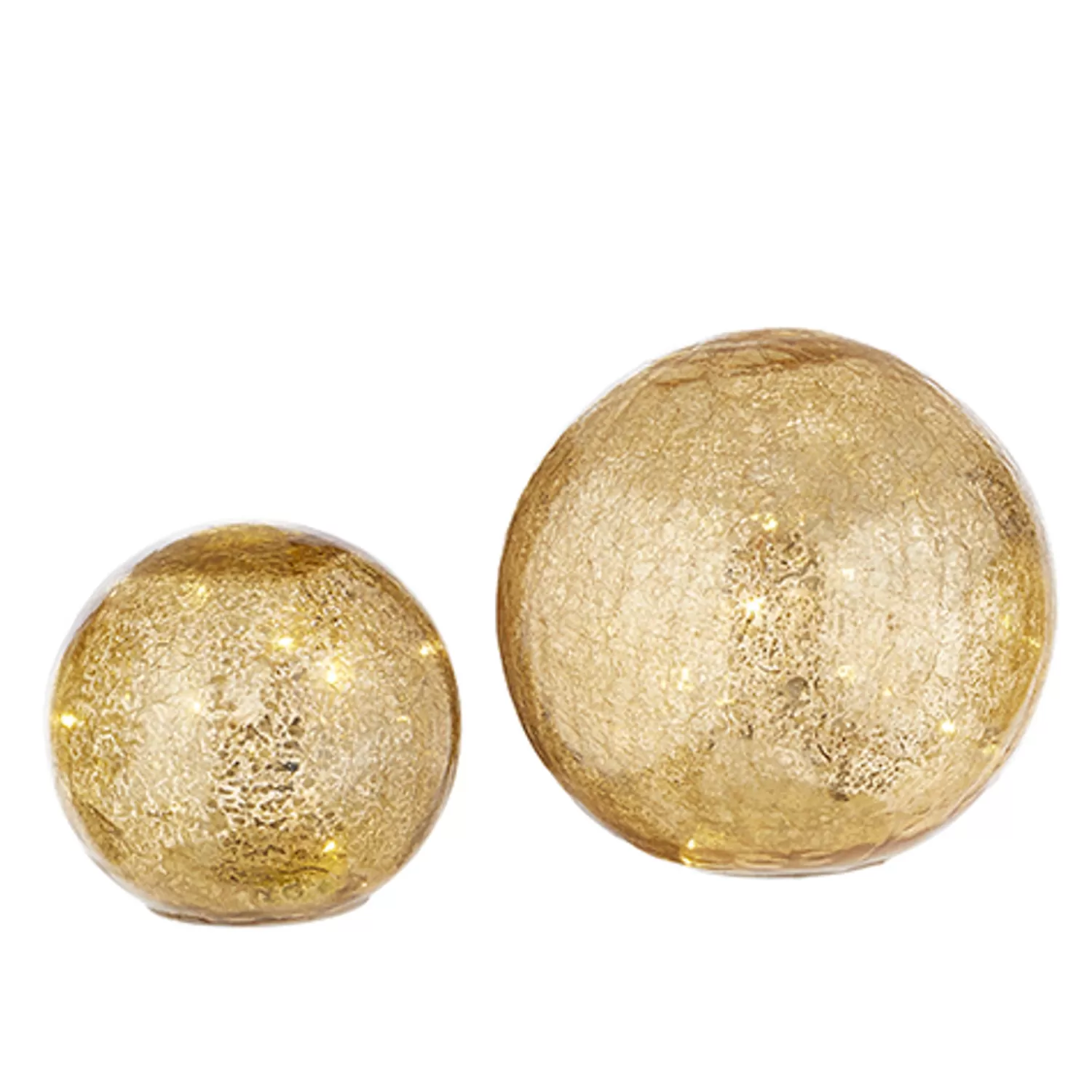 The Jolly Christmas Shop Champagne Wishes | Elegant | Raz Set Of 2 Gold Mercury Glass Lighted Ball Christmas Decoration 4222802