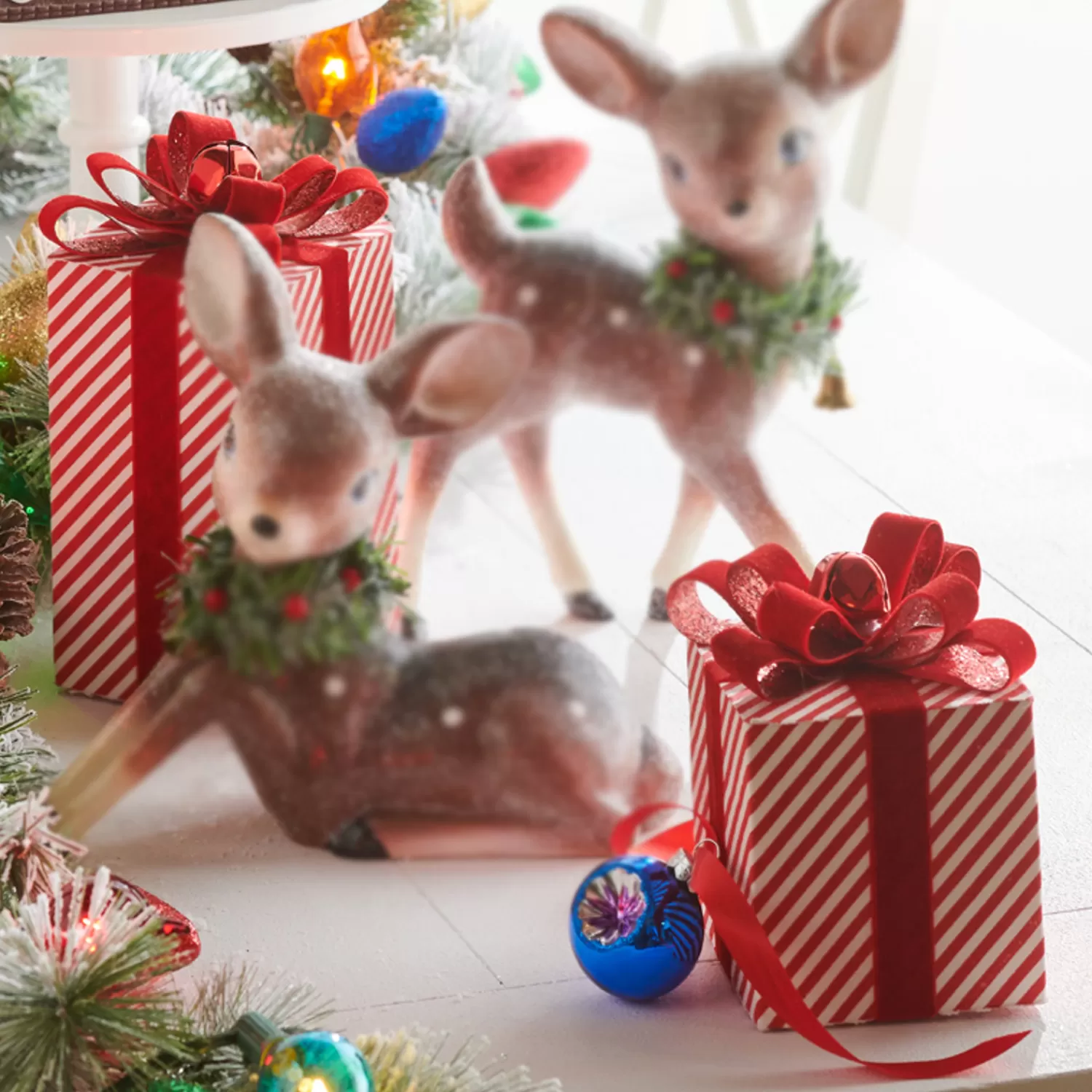 The Jolly Christmas Shop Jingle And Cocoa | Classic Carols | Raz Set Of 2 Striped Package Christmas Ornament Or Decoration 4202415