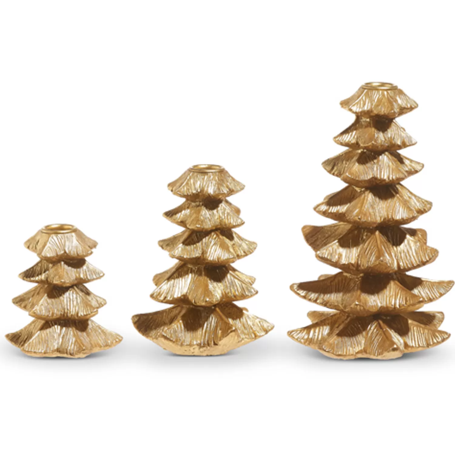 The Jolly Christmas Shop Bon Noel | Elegant | Raz Set Of 3 Gold Tree Candle Stick Holders Christmas Decoration 4327997
