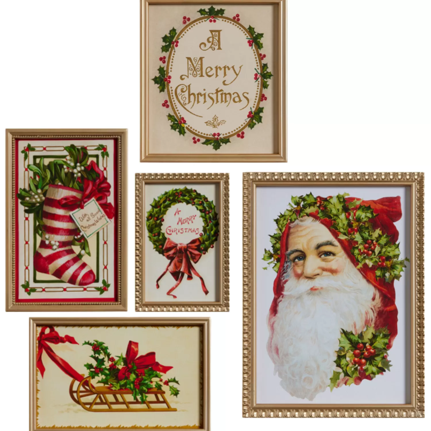 The Jolly Christmas Shop Christmas Traditions | Santa Christmas Decorations | Raz Vintage Santa And Christmas Framed Prints Wall Decoration