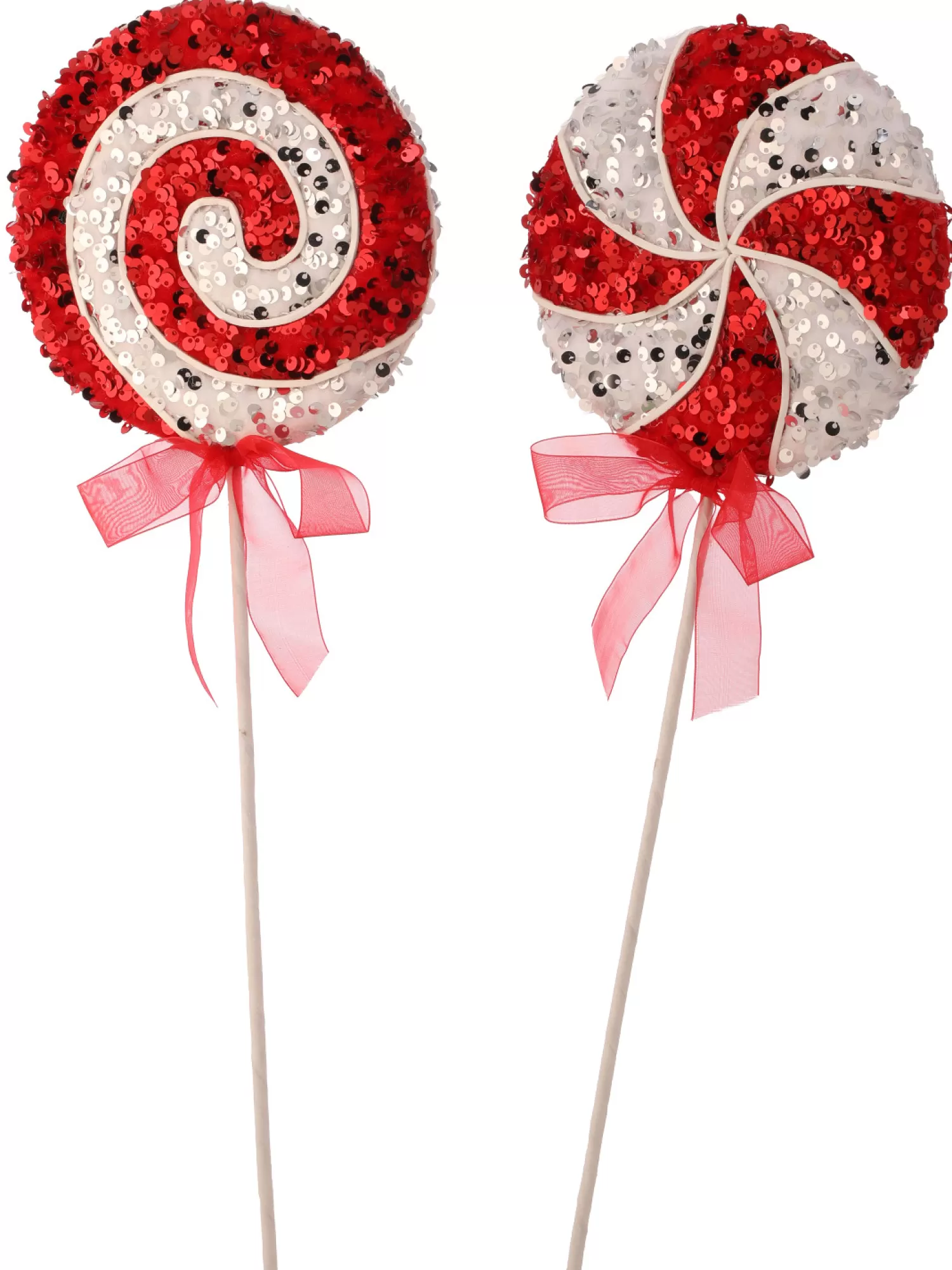 The Jolly Christmas Shop Jingle And Cocoa | The Candy Shop | Regency 21.5" Set Of 2 Red, Silver, And White Lollipop Christmas Tree Pick MTX73546