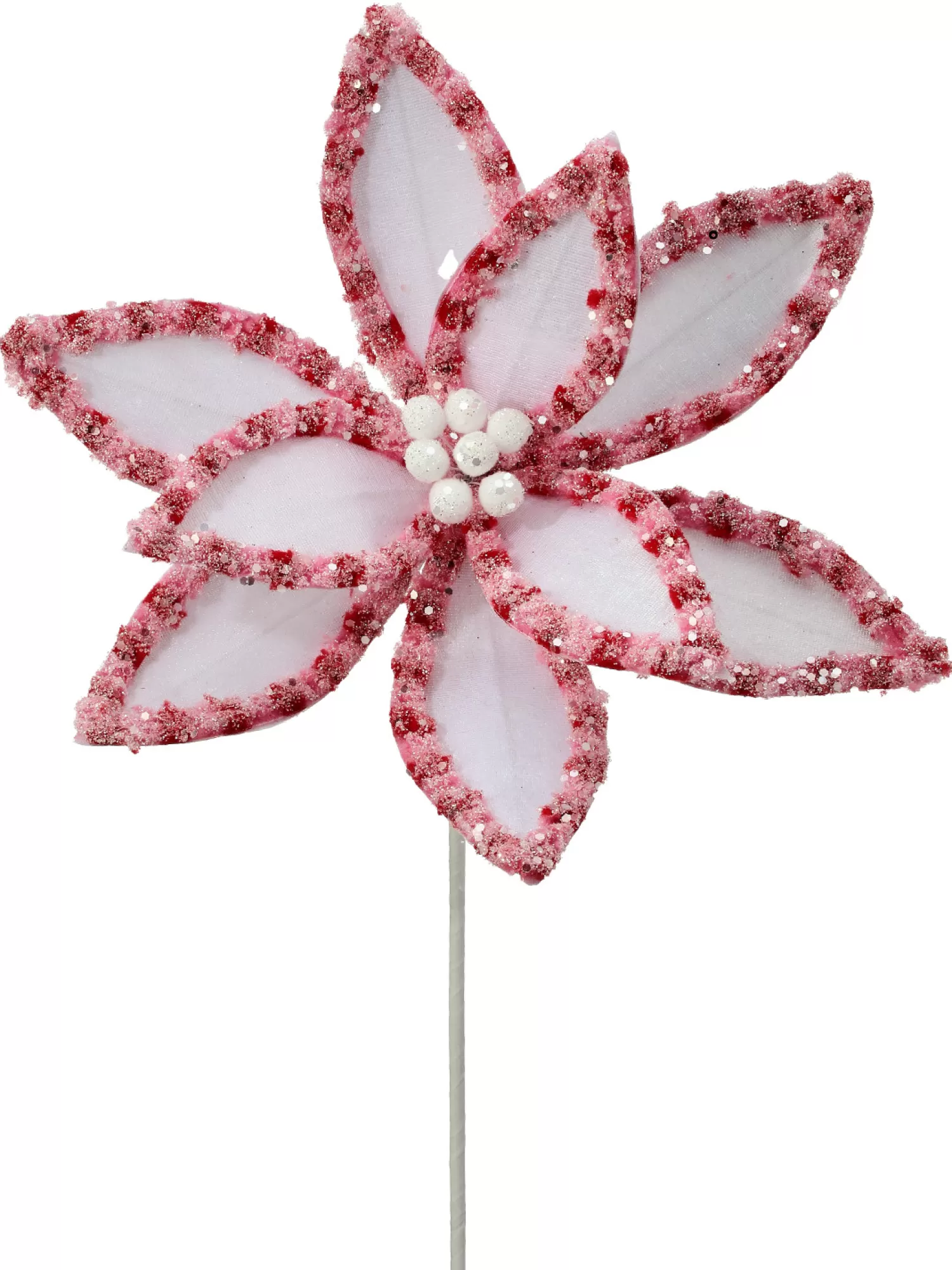 The Jolly Christmas Shop Jingle And Cocoa | The Candy Shop | Regency 22" Candy With Snow And Glitter Poinsettia Stem Christmas Pick MTX73365