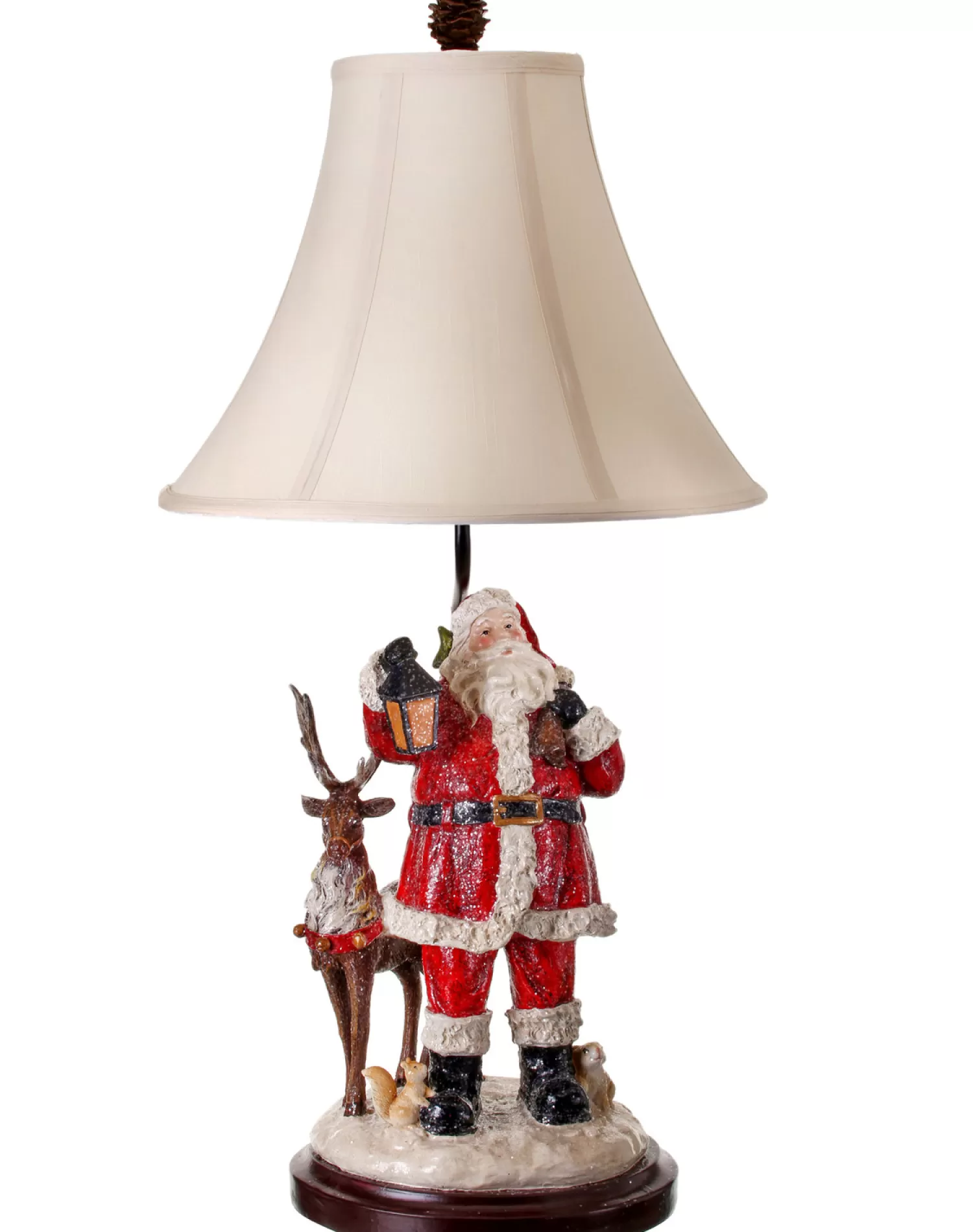 The Jolly Christmas Shop Woodland Wonder | Santa Christmas Decorations | Regency 29" Santa With Forest Friends Christmas Lamp MTX60846