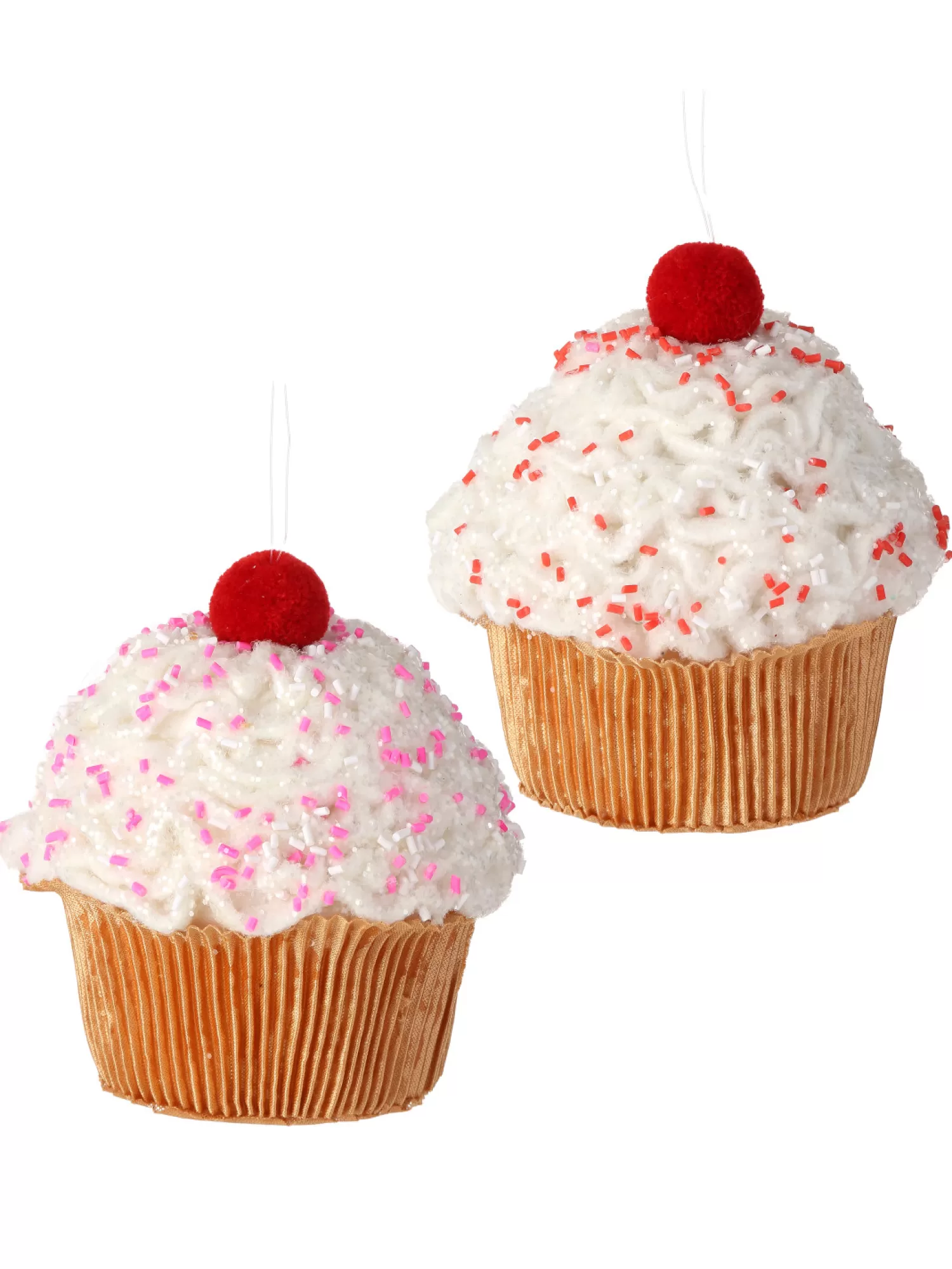The Jolly Christmas Shop Jingle And Cocoa | The Candy Shop | Regency 5" Pink Or Red Sprinkles Sweets Cupcake Christmas Ornament MTX73463