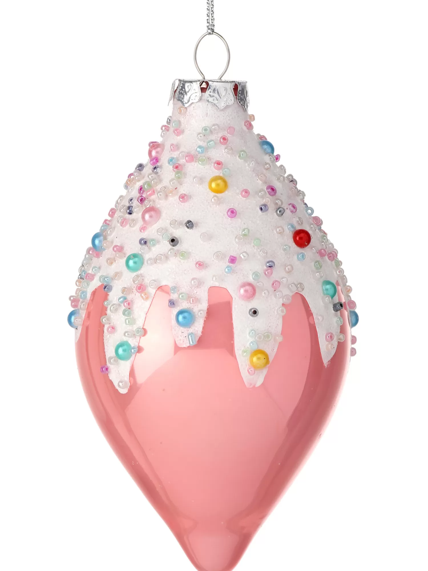 The Jolly Christmas Shop Jingle And Cocoa | The Candy Shop | Regency 5" Sprinkles Pink Glass Finial Christmas Ornament MTX74657