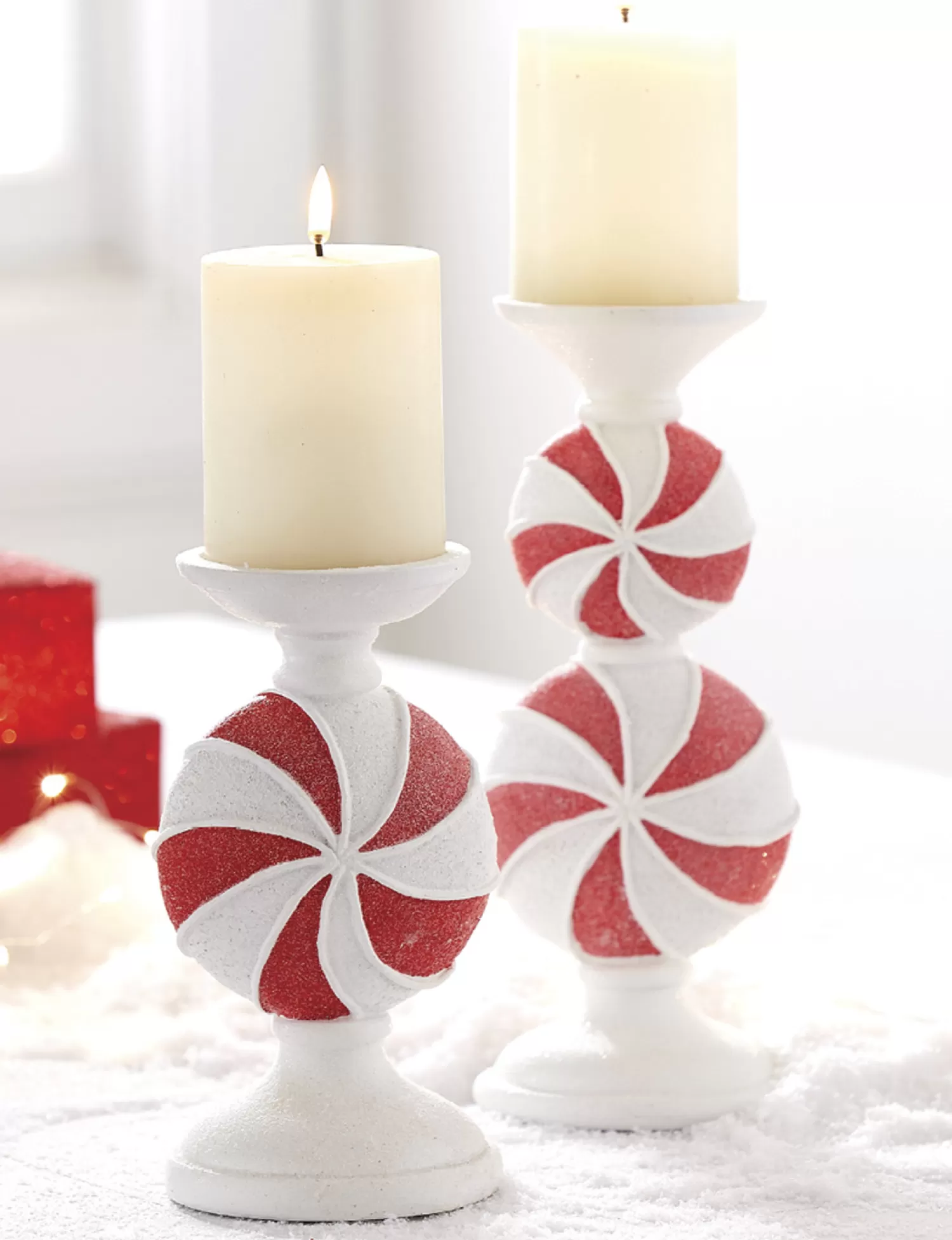 The Jolly Christmas Shop Jingle And Cocoa | The Candy Shop | Regency 9" Or 11.5" Peppermint Candy Candle Holder Christmas Decoration