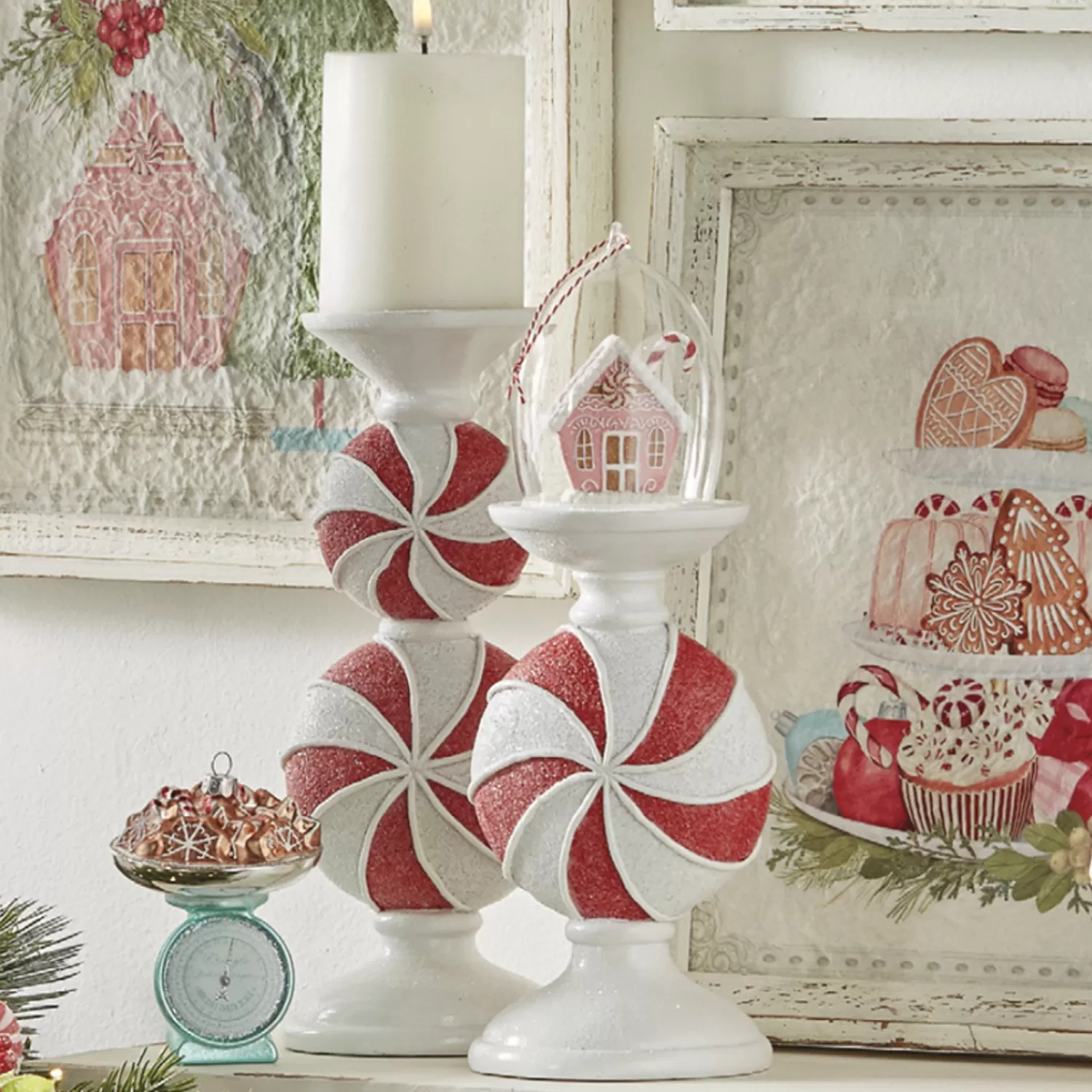 The Jolly Christmas Shop Jingle And Cocoa | The Candy Shop | Regency 9" Or 11.5" Peppermint Candy Candle Holder Christmas Decoration