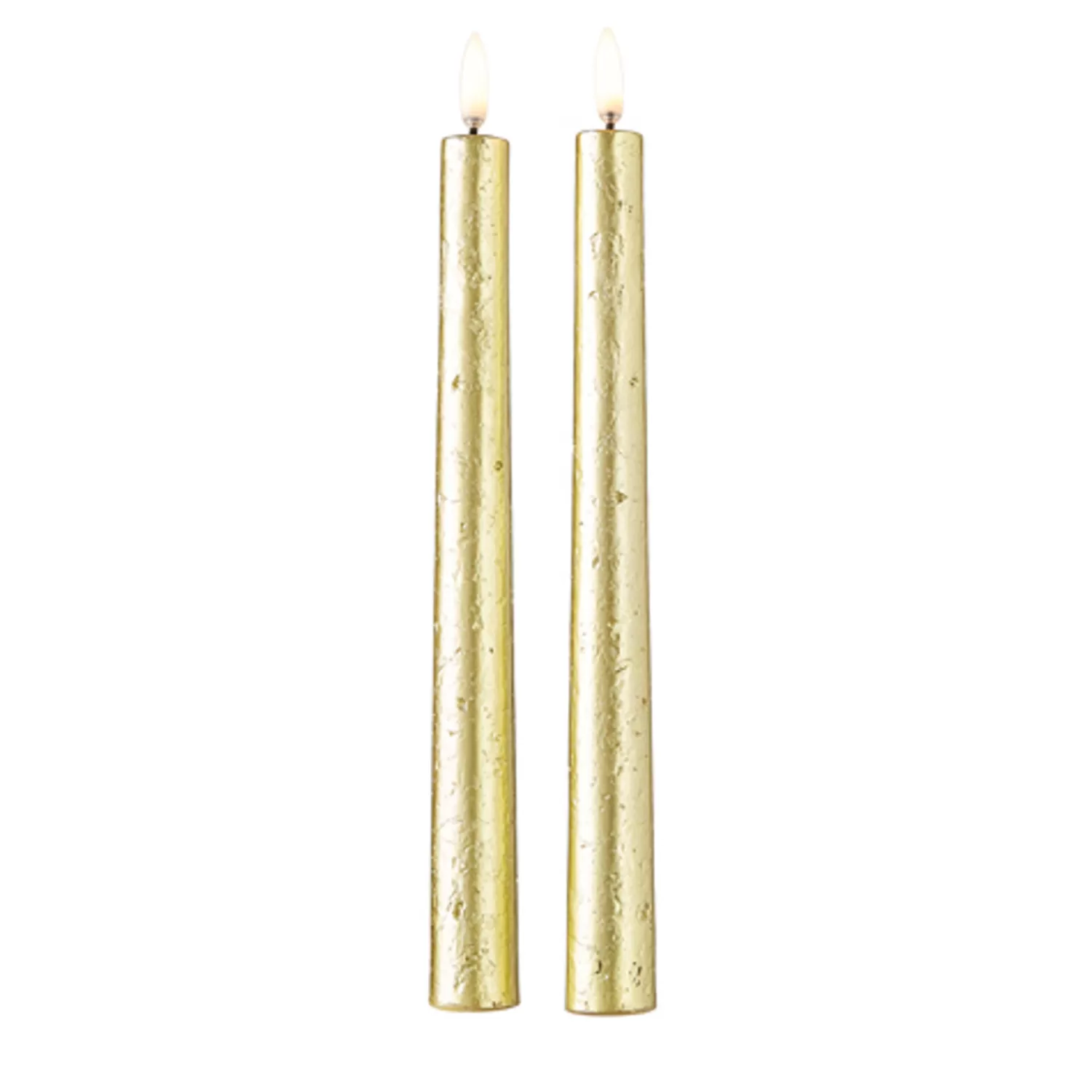 The Jolly Christmas Shop Bon Noel | Candles | Uyuni 11" Moving Flame Gold Taper Candle Set Of 2 4134522