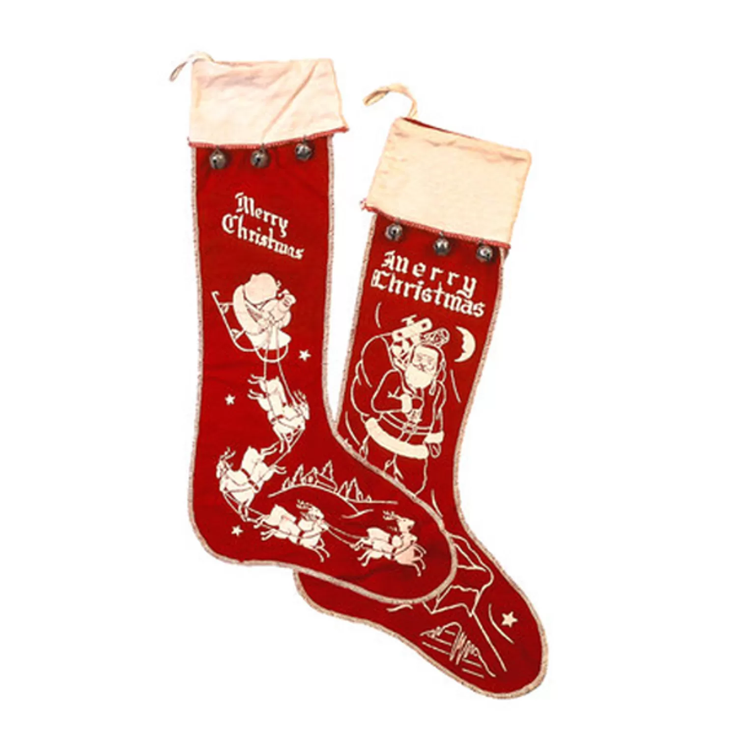 The Jolly Christmas Shop Vintage Reincarnated | Vintage Decorations | Vintage Inspired Large Felt Christmas Stockings Set Of 2 2269